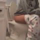 Joy takes a wet, gurgling shit while sitting on a toilet to get rid of her Christmas dinner from the night before.